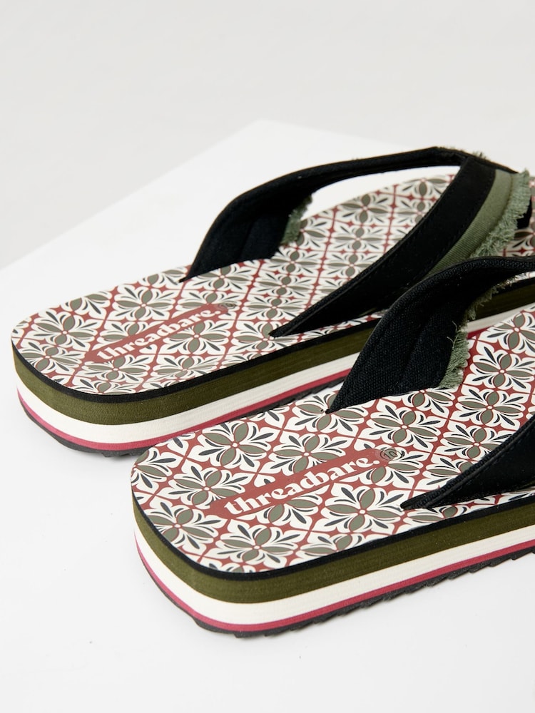 Threadbare Green Fringe Detail Sandals - Image 4 of 4