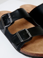 Threadbare Black Slip-On Two Buckle Strap Sandals - Image 3 of 4