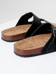 Threadbare Black Slip-On Two Buckle Strap Sandals - Image 4 of 4