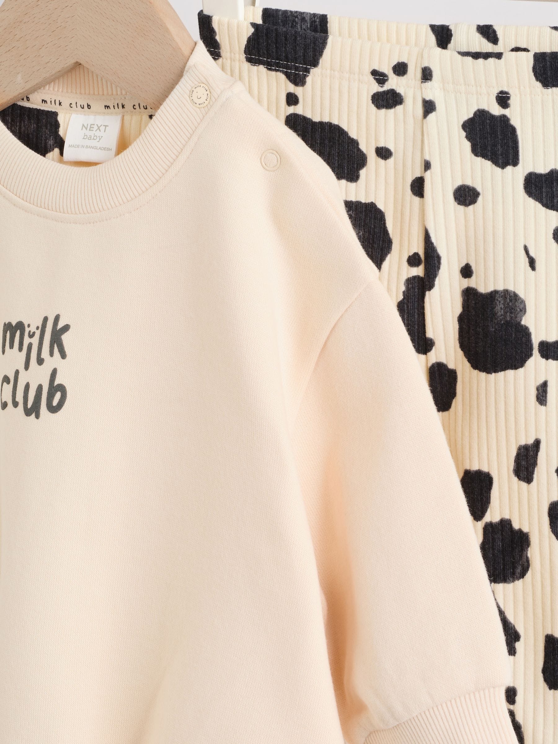 Buy Neutral/Cow Milk Club Printed Sweat and Leggings Baby Set