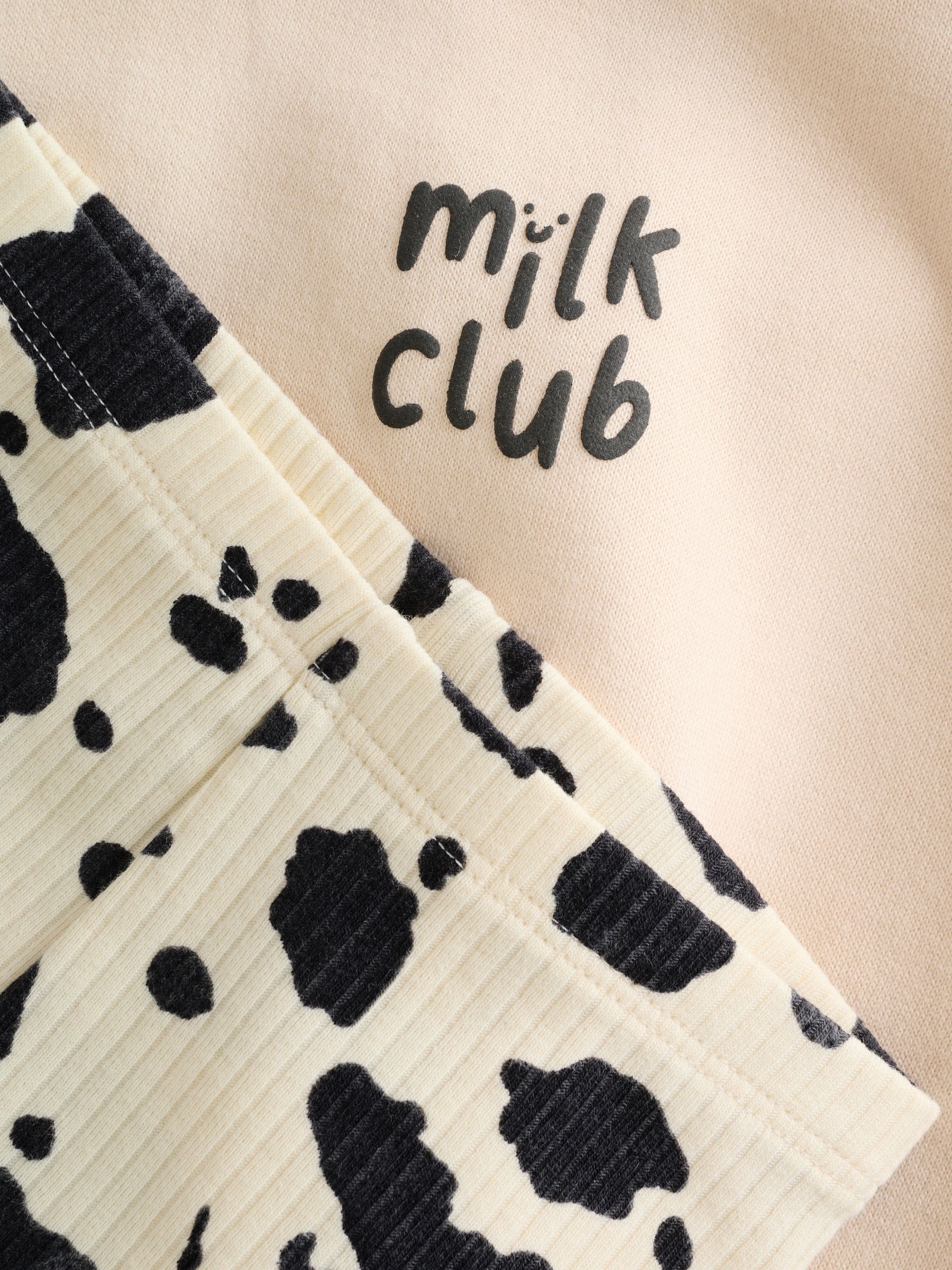 Buy Neutral/Cow Milk Club Printed Sweat and Leggings Baby Set