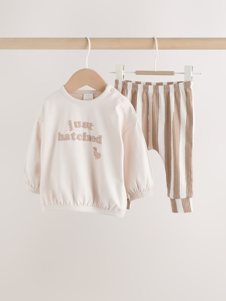 Neutral Just Hatched Baby Sweat and Leggings Set (0mths-2yrs) - Image 1 of 10