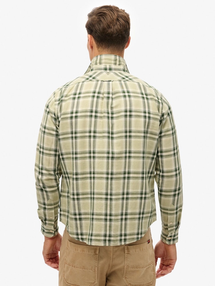 Superdry Green Merchant Check 100% Cotton Shirt - Image 2 of 7