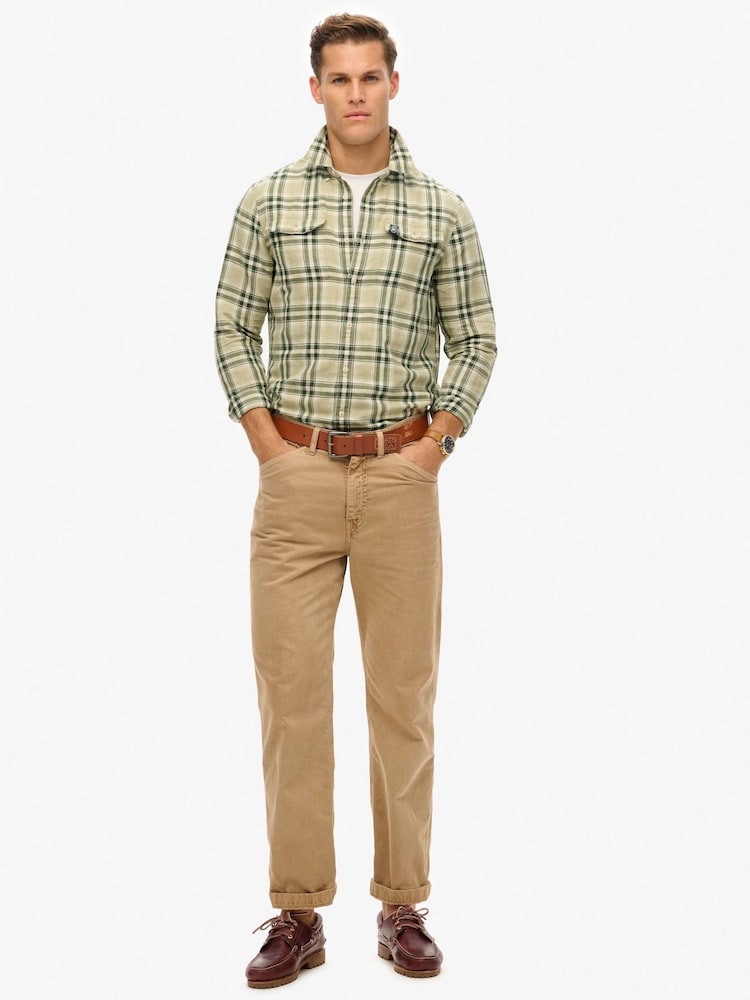 Superdry Green Merchant Check 100% Cotton Shirt - Image 3 of 7