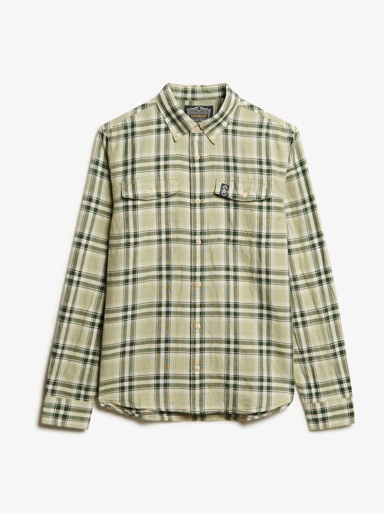 Superdry Green Merchant Check 100% Cotton Shirt - Image 5 of 7