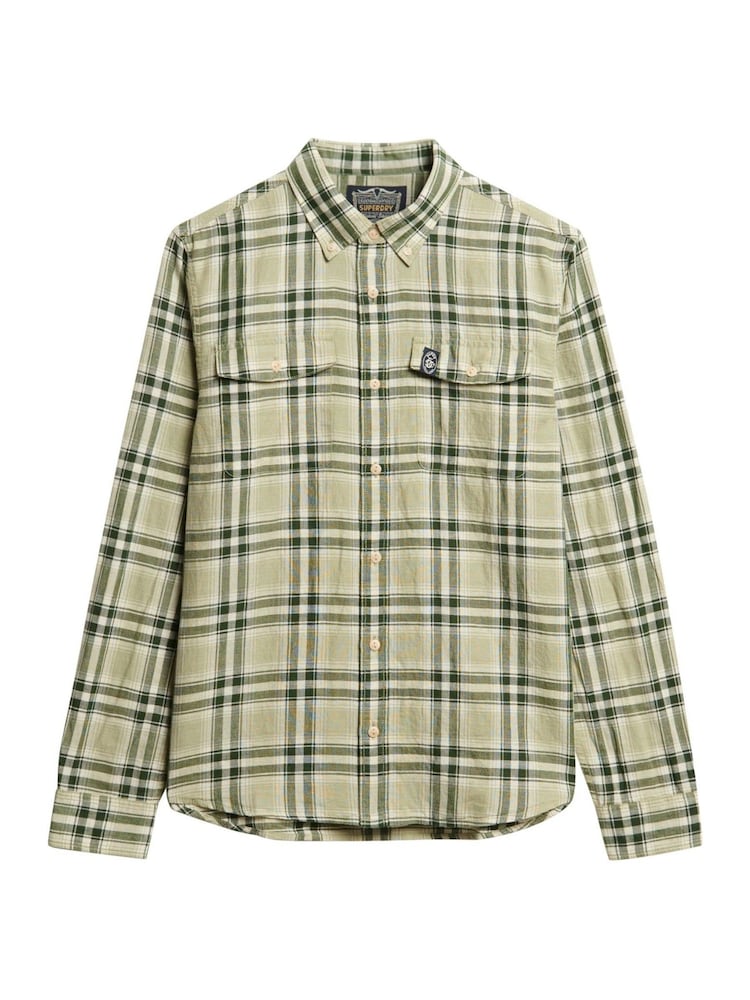 Superdry Green Merchant Check 100% Cotton Shirt - Image 6 of 7