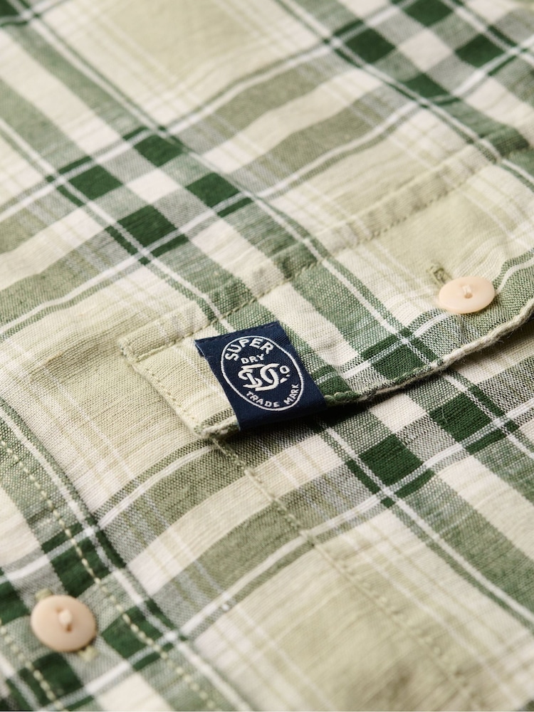 Superdry Green Merchant Check 100% Cotton Shirt - Image 7 of 7