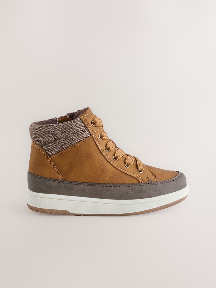 Tan Brown Warm Lined High Top Boots - Image 2 of 6