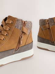 Tan Brown Warm Lined High Top Boots - Image 4 of 6