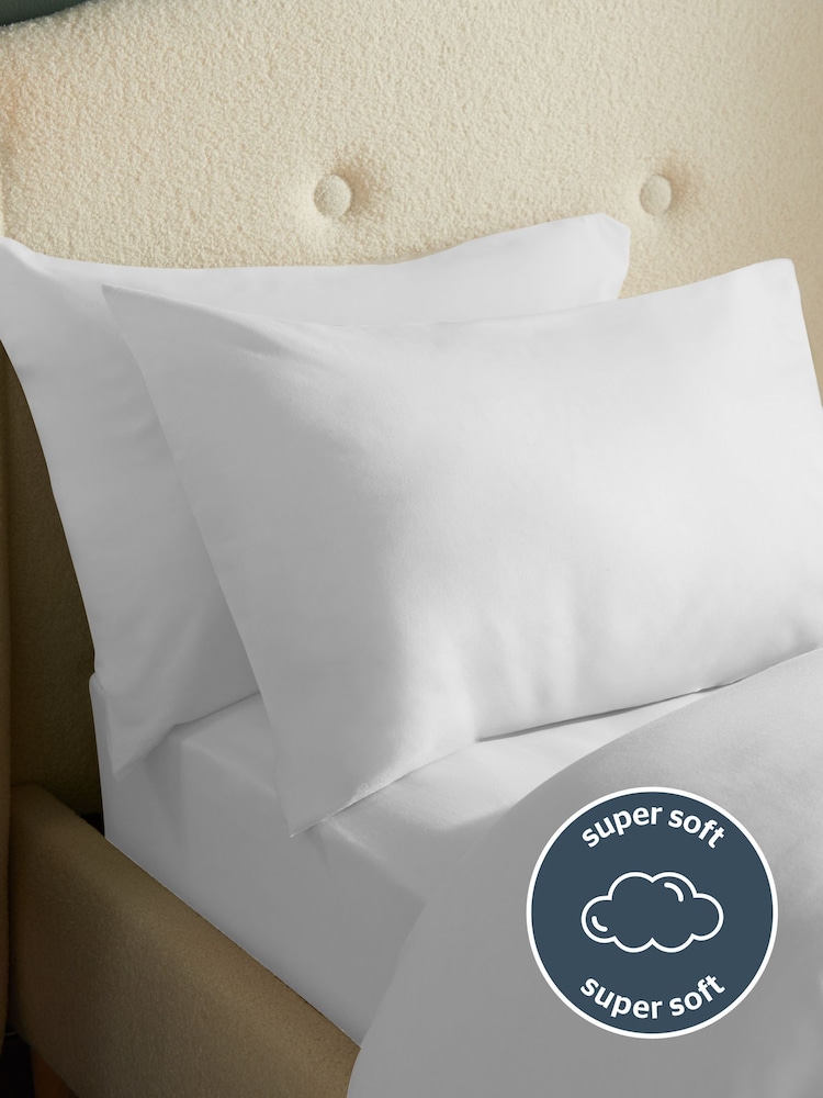 Silentnight White 100% Brushed Cotton Pillowcase Pair - Image 2 of 6