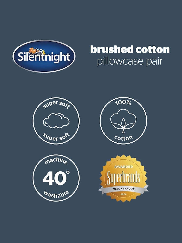 Silentnight White 100% Brushed Cotton Pillowcase Pair - Image 6 of 6