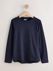 Blue/Navy/Cream/Grey Long Sleeve Crew Neck T-Shirts 5 Pack - Image 2 of 8