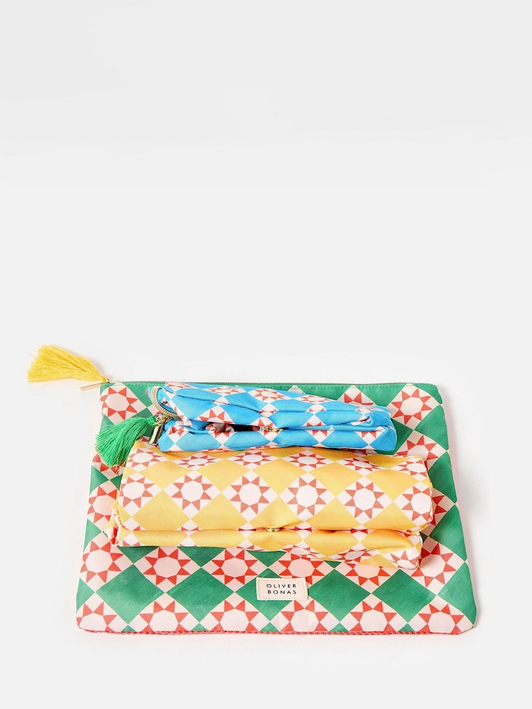 Oliver Bonas Set of 3 Multi Geometric Sun Tile Packing Cubes - Image 2 of 6