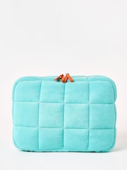 Oliver Bonas Teal Blue Padded Fold Out Cosmetics Bag - Image 1 of 6