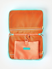 Oliver Bonas Teal Blue Padded Fold Out Cosmetics Bag - Image 2 of 6