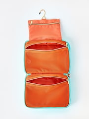 Oliver Bonas Teal Blue Padded Fold Out Cosmetics Bag - Image 3 of 6