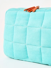 Oliver Bonas Teal Blue Padded Fold Out Cosmetics Bag - Image 6 of 6