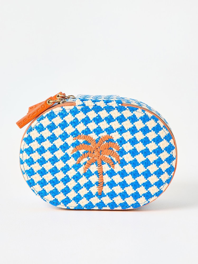 Oliver Bonas Blue Woven Chequerboard Tiered Jewellery Box - Image 1 of 5