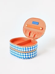 Oliver Bonas Blue Woven Chequerboard Tiered Jewellery Box - Image 3 of 5