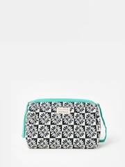Oliver Bonas Black Daisy Chequerboard Quilted Wash Bag - Image 1 of 5
