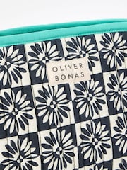 Oliver Bonas Black Daisy Chequerboard Quilted Wash Bag - Image 5 of 5
