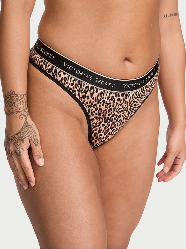 Victoria's Secret Natural Leopard Black Thong Knickers - Image 1 of 2 Victoria's Secret Natural Leopard Black Thong Knickers - Image 1 of 2