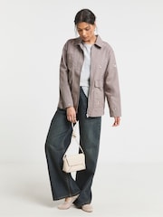 Simply Be Purple Floral Embroidered Utility Shacket - Image 4 of 4