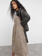 Simply Be Animal Midaxi Denim Pinafore 100% Cotton Dress - Image 2 of 5