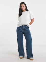 Simply Be White Broderie Puff Sleeve 100% Cotton T-Shirt - Image 2 of 4
