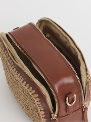 JD Williams Natural Tan Raffia Contrast Camera Bag - Image 2 of 4