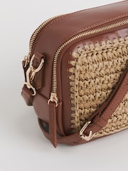 JD Williams Natural Tan Raffia Contrast Camera Bag - Image 3 of 4