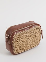 JD Williams Natural Tan Raffia Contrast Camera Bag - Image 4 of 4