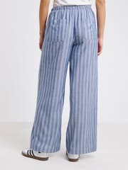 Simply Be Blue Wide Fit Tie Waist Wide Leg Trousers - Image 2 of 4