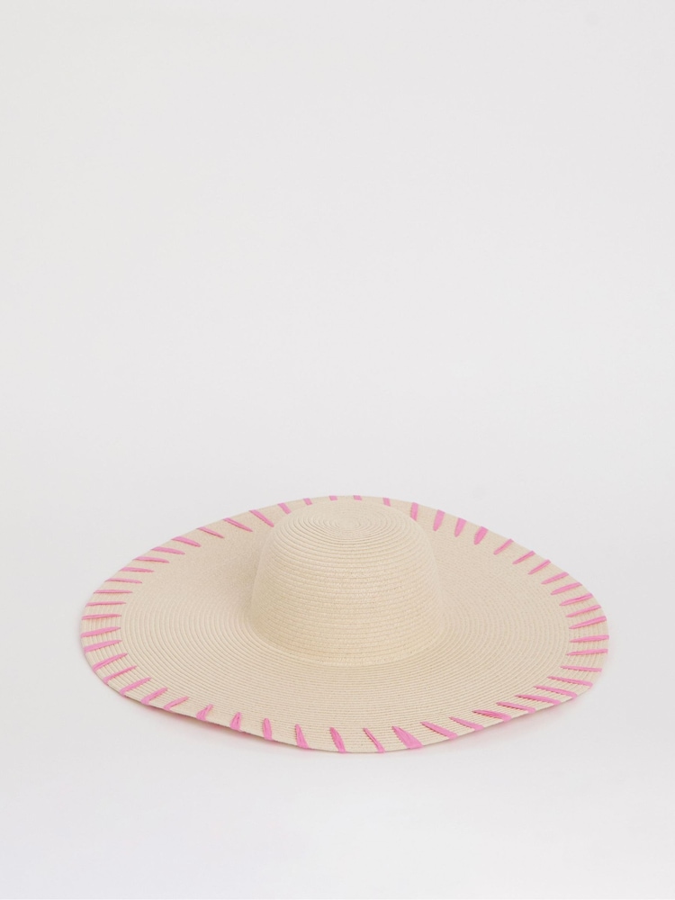 JD Williams Natural Raffia Wide Straw Hat - Image 1 of 4