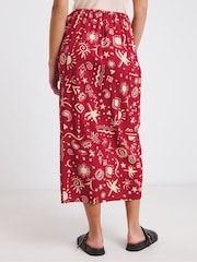 Simply Be Red Print Wrap Skirt - Image 3 of 5