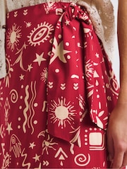 Simply Be Red Print Wrap Skirt - Image 4 of 5