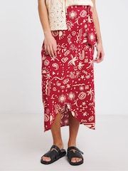 Simply Be Red Print Wrap Skirt - Image 5 of 5