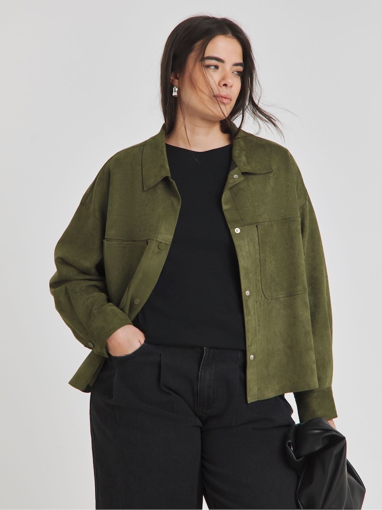 Simply Be Suedette Cropped Shacket - Imagen 1 de 4 Simply Be Suedette Cropped Shacket - Imagen 1 de 4
