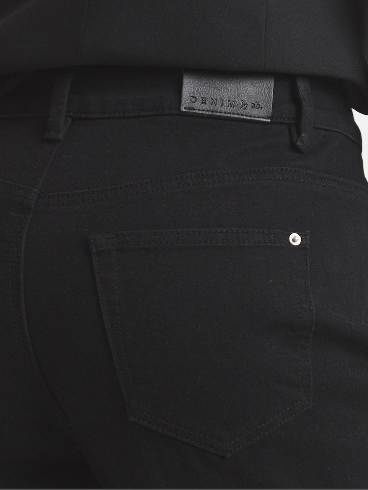 Simply Be Black Wide Fit Tie Front Wide Leg Jeans - Image 2 of 4