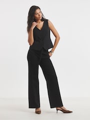 Simply Be Black Wide Fit Tie Front Wide Leg Jeans - Image 3 of 4