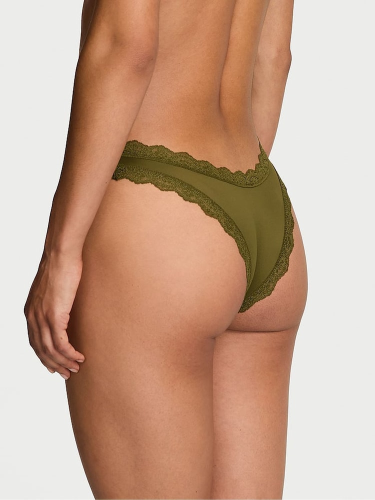 Victoria's Secret Green Chameleon Lace Trim Brazilian Knickers - Image 2 of 3 Victoria's Secret Green Chameleon Lace Trim Brazilian Knickers - Image 2 of 3