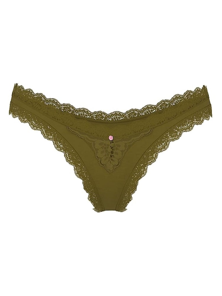 Victoria's Secret Green Chameleon Lace Trim Brazilian Knickers - Image 3 of 3 Victoria's Secret Green Chameleon Lace Trim Brazilian Knickers - Image 3 of 3