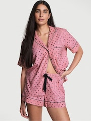 Victoria's Secret Asprin Dot Pink Flannel Short Pyjamas Set - Image 2 of 3