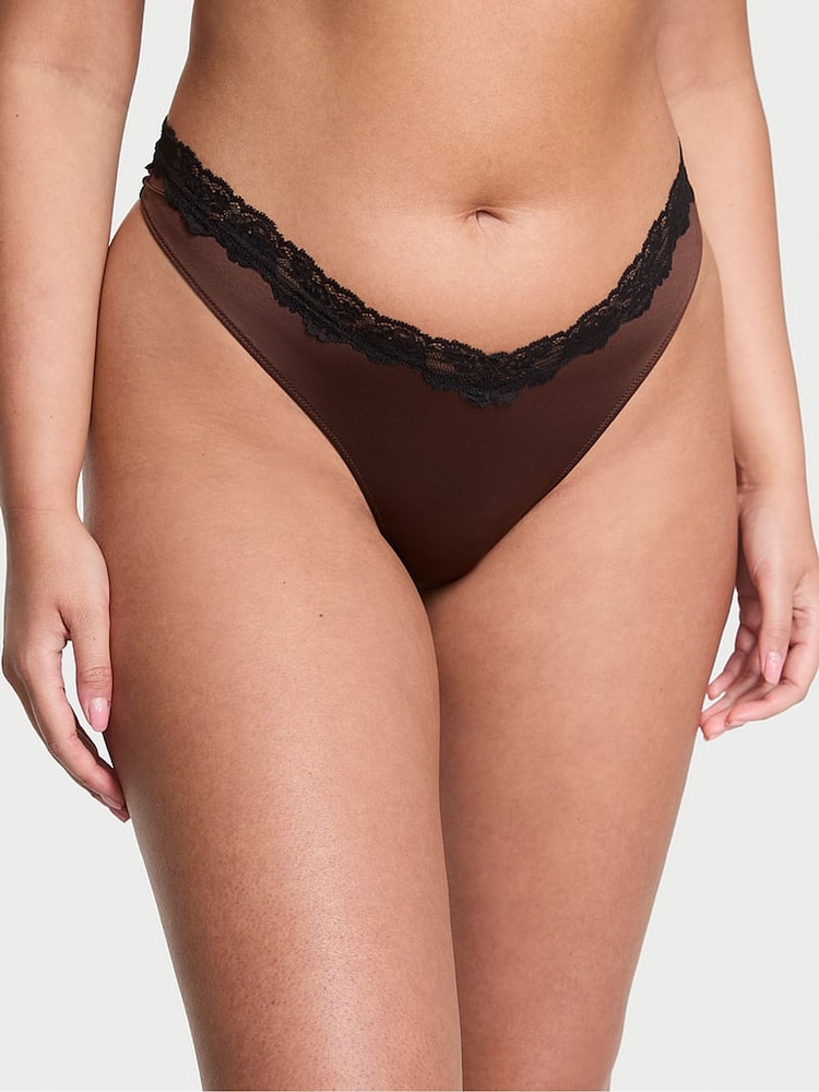 Victoria's Secret Ganache Nude Thong Lace Trim Knickers - Image 1 of 4 Victoria's Secret Ganache Nude Thong Lace Trim Knickers - Image 1 of 4