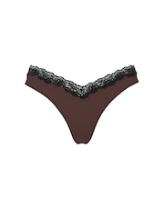 Victoria's Secret Ganache Nude Thong Lace Trim Knickers - Image 4 of 4