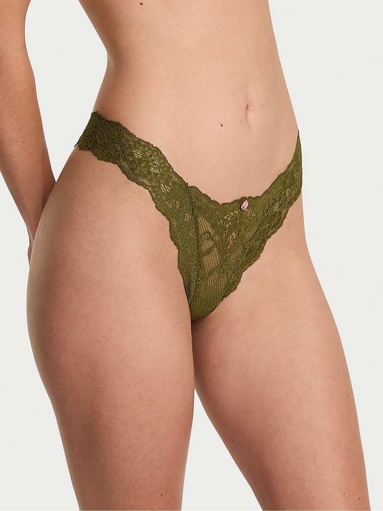 Victoria's Secret Green Chameleon Brazilian Lace Knickers - Image 1 of 4