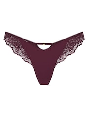 Victoria's Secret Winter Wine Red Thong Rose Lace Trim Knickers - Image 4 of 4