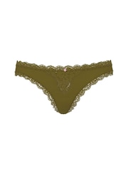 Victoria's Secret Green Chameleon Lace Trim Thong Knickers - Image 3 of 3