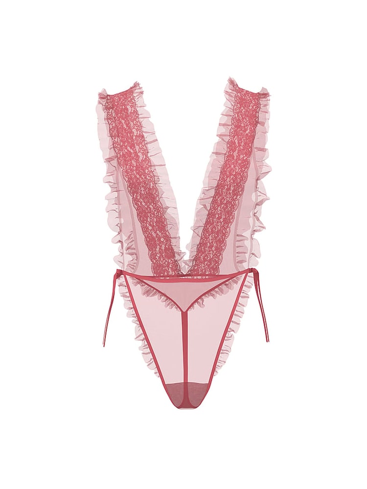Victoria's Secret Seductive Rose Pink Lace Sheer Bodysuit - Image 1 of 1 Victoria's Secret Seductive Rose Pink Lace Sheer Bodysuit - Image 1 of 1