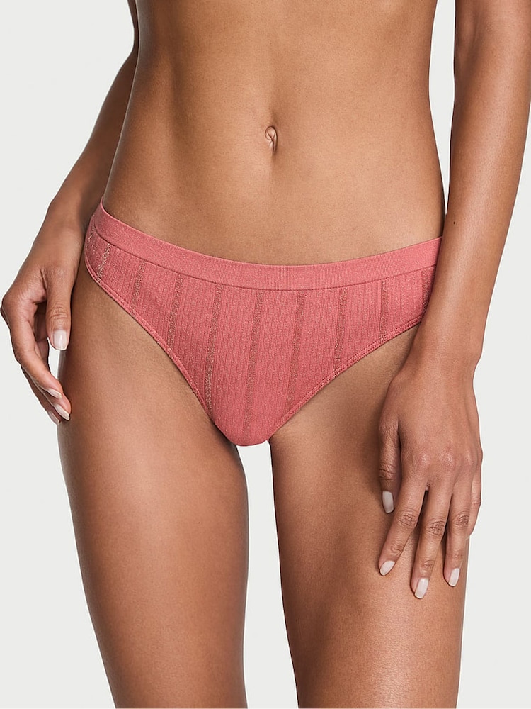 Victoria's Secret Seductive Rose Pink Stripe Thong Knickers - Image 1 of 2